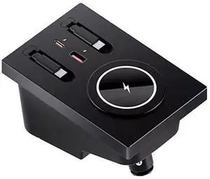 USB Hub Wireless Charger for Volvo xc60 xc90 s90 v90 s60 v60, Retractable Hub Docking Station with Fast Charging Cable Multi Port, Accessories Docking Station of Center Console (tuozhanwu-A)