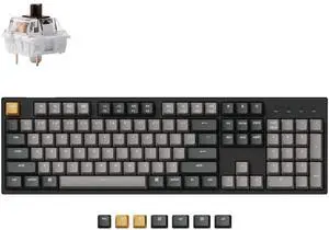 C2 Pro Wired Custom Mechanical Keyboard Full Size Layout QMK/VIA Programmable Macro White Backlit with  Super Brown Switch OEM Profile Double-Shot PBT Keycaps for Mac Windows Linux