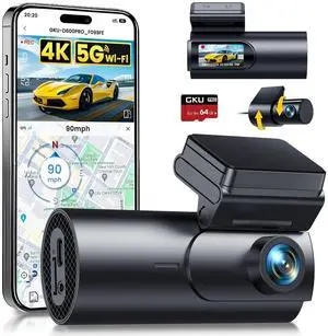 Dash Cam Front and Rear Camera,4K+1080P, 5.8GHz WiFi & GPS Dash Camera for Cars,with 64G SDcard,1.47" Display Dashcam, 24HParking Mode,App Control,Super Night Vision,WDR,Support Max 256GB Dash Cam Front and Rear Camera,4K+1080P, 5.8GHz WiFi & GPS Dash Camera for Cars,with 64G SDcard,1.47" Display Dashcam, 24HParking Mode,App Control,Super Night Vision,WDR,Support Max 256GB
