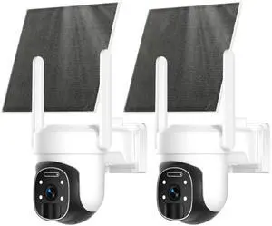 4G LTE Cellular Security Camera Outdoor, 2K No WiFi Solar Camera Outdoor Wireless Color Night Vision, Cellular Cameras for Security 360° Viewing, PIR Motion Sensor