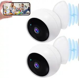Security Cameras Wireless Outdoor: Magnetic 2-Pack Install-Free Indoor Smart 2K WiFi - Long Battery Life Powered Wireless Cameras for Home Security with AI Motion Detection