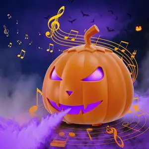 800W Pumpkin Fog Machine with Bluetooth Speaker, Smoke Machine Fogger with 12 Colors LED Lights, Fog Maker with Remote and Refill Indicator for Halloween Decor Haunted House DJ Party Stage