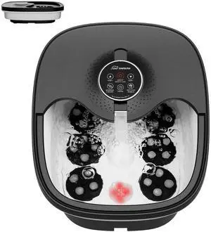Foot Spa Bath Massager with Heat, Remote Control, Shiatsu Massage Rollers, Bubble, Temperature Control, Collapsible, Pedicure Foot Soaking Tub