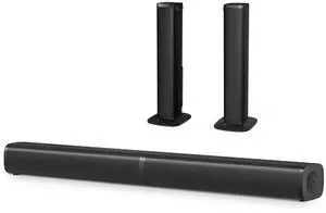 2.2 Sound Bar for TV with Built-in Subwoofers, 32 Inches Detachable Soundbar Speaker, Bluetooth 5.3/Optical/AUX/USB Connection (Black)