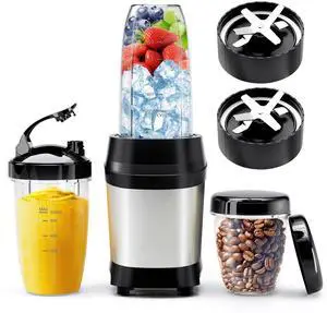 Blender for Smoothies, 1200W Smoothie Blender for Ice Crushing, Blenders with (2) 6-Fin Blades, Personal Blenders for Kitchen with 23oz, 32oz, 37oz Easy Go Cups for Juices, Silver Blender for Smoothies, 1200W Smoothie Blender for Ice Crushing, Blenders with (2) 6-Fin Blades, Personal Blenders for Kitchen with 23oz, 32oz, 37oz Easy Go Cups for Juices, Silver