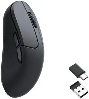 M3 Mini Wireless Optical Mouse, Bluetooth 5.1/2.4 GHz/Wired Gaming Mouse, Programmable PixArt 3395 Sensor with up to 26,000 DPI/ 650 IPS, Lightweight Ergonomic for Windows Mac Linux - Black