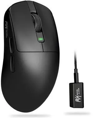 RK M3 Wireless Gaming Mouse with 42K DPI, 47g Lightweight Computer Mouse with Dual 8K Polling Optical Sensor, Bluetooth/2.4G/USB-C Wired PC Game Mice with 5 Programmable Buttons, Black