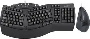 PERIDUO-512B US, Wired Ergonomic Keyboard and Vertical Mouse Combo - USB - Black - US English