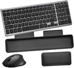 Wireless Keyboard & Mouse Combo with Keyboard Magnetic Wrist Rest and Mouse Wrist Rest - Ergonomic Design for Typing Pain Relief, Desk Pads Support Hand and Arm, 2.4G Stable Connection,Adjustable DPI