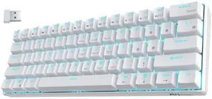 RK61 Wireless 60% Mechanical Gaming Keyboard, Ultra-Compact 60 Keys Bluetooth Mechanical Keyboard with Programmable Software (Blue Switch, White)