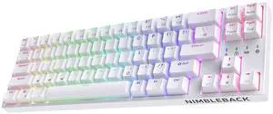 NB681 Nimbleback Wired 65% Mechanical Keyboard, RGB Backlit Ultra-Compact 68 Keys Gaming Keyboard with Hot-Swappable Switch and Stand-Alone Arrow/Control Keys (Hot Swappable Red Switch, White)