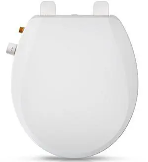Round Bidet Toilet Seat with Quiet-Close, Non-Electric Bidet Toilet Seat with Self Cleaning Dual Nozzles, Fit Round Toilet Seat, White Bidet Seat with Brass inlet (Round)