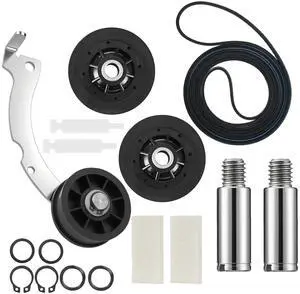 Dryer Repair Kit with RB170002 Dryer Roller Kit & D511255P Dryer Cylinder Belt & RB170003 Dryer Drum Glide Kit & D516792 Dryer ldler Pulley - Compatible with Speed Queen 1992 and Newer Dryer