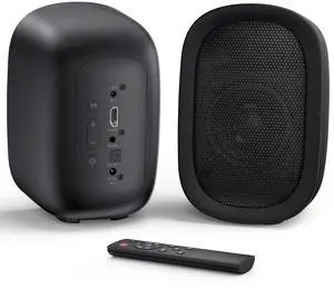 Powered Bluetooth Bookshelf Speakers for Record Player, 40W Stereo Sound Speakers with 3-Inch Woofer, Dual-Curved Horn Bass Reflex Port and Optical/AUX/TV-ARC for Turntable/PC/TV, Pair