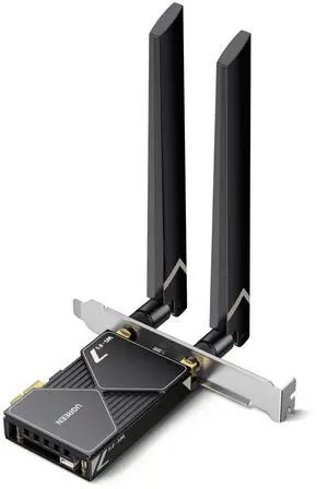 WiFi 7 BE6500 PCIe WiFi Card, Bluetooth 5.4, IEEE 802.11ax/be, 6G/5G/2.4G Tri Band, MLO Technology, Flexible Dual 6dBi High Gain Antenna, WPA3 Personal/Enterprise, Supports Windows 11 only