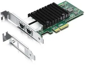 10Gb PCI-E NIC Network Card, Dual Copper RJ45 Port, with Intel X550-AT2 Controller, PCI Express Ethernet LAN Adapter Support Windows Server/Linux/ESX, Compare to Intel X550-T2