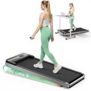 Walking Pad Portable Under Desk Treadmill with Incline 2.5HP for Home Office 265 lbs Capacity Remote Control LED