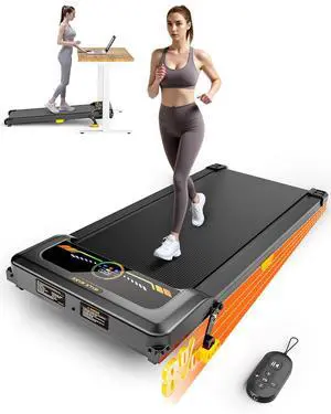 Walking Pad Treadmill, WALKWAKE 8% Incline Walking Pads, Compact Under Desk Treadmill for Home, 330lb Capacity 2.5HP Running Machine for Walking Jogging with LED Display, Dark Yellow