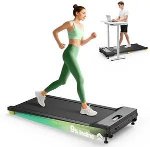 Walking Pad with Incline, 9% Incline Portable Under Desk Treadmill, 2.5 HP Walking Treadmill Pad for Home and Office, Walking Jogging Running Machine with Remote Control and LED Display