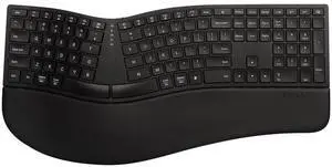 Full Size Wireless Ergonomic Keyboard with Palm Rest, Ultra-Thin Split Keyboard, Bluetooth and 2.4G Connection, Rechargeable Battery, Natural Typing (GM909-Black)