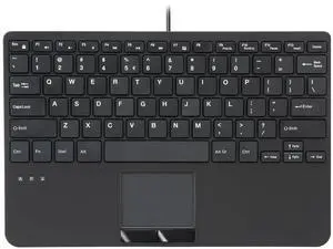 PERIBOARD-525 US, Wired Mini USB Keyboard with Touchpad - X Type Scissor Keys - 11.18x7.17x1.1 Inches - Build-in 2 USB Hubs - US English