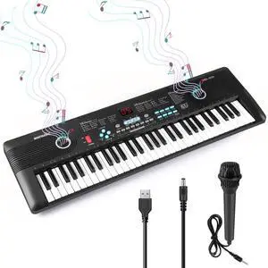 61 keys keyboard piano, Electronic Digital Piano with Built-In Speaker Microphone, Portable Keyboard Gift Teaching for Beginners, electric piano for kids