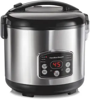 Digital Programmable Rice Cooker & Food Steamer, 14 Cups Cooked (7 Uncooked) With Steam & Rinse Basket, Stainless Steel (37548)