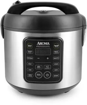 Professional Digital Rice Cooker, 10-Cup (Uncooked) / 20-Cup (Cooked), Multicooker, Slow Cooker, Steamer, Oatmeal Cooker, Egg Cooker, STS, 5 Qt, Black, ARC-5200SB