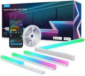 RGBIC LED Strip Lights 32.8ft with Covers, Smart Lights Work with Alexa and Google Assistant, LED Diffuser Channel with LED Lights for Bedroom, Skirting Lines, Studio, Cabinet RGBIC LED Strip Lights 32.8ft with Covers, Smart Lights Work with Alexa and Google Assistant, LED Diffuser Channel with LED Lights for Bedroom, Skirting Lines, Studio, Cabinet