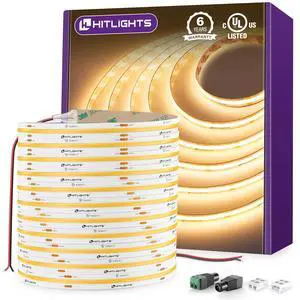 COB LED Strip Lights Warm White 3000K, 32.8ft Premium High Density 24V Tape Light, 5120 LEDs, 350+ LM/FT, CRI 90+, IP30, Lighting for Kitchen, Cabinets, UL Listed (Power Source Not Included) COB LED Strip Lights Warm White 3000K, 32.8ft Premium High Density 24V Tape Light, 5120 LEDs, 350+ LM/FT, CRI 90+, IP30, Lighting for Kitchen, Cabinets, UL Listed (Power Source Not Included)