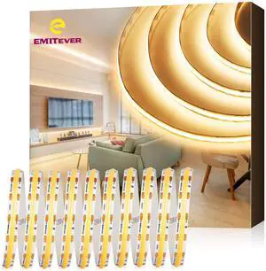 COB LED Strip Lights Warm White 32.8ft, 3000K 24V Dimmable Tape Light Premium High Density, 305LM+/ft, 4800LEDs, Ra 90+, 3W/FT, UL Listed for Cabinets, Shelves(Power Supply Sold Separately)