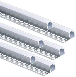 Plaster-in LED Channel 6 Pack 6.6FT/2 Meter Trim Edge Tile LED Strip Aluminum Channel, Trimless Recessed Drywall Aluminum LED Profile with Milky Diffuser and End Caps