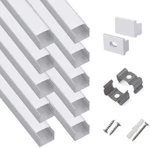 10-Pack 6.6ft/ 2Meter Plus-Size U Shape LED Aluminum Channel System with milky Cover, End Caps and Mounting Clips, Aluminum Profile for LED Strip Light, Special for Philips Hue Strip