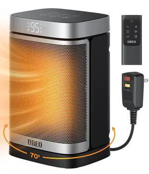Space Heater for Bathroom and Indoor, Portable Heater, 1500W Safe and Quiet PTC Ceramic Heater, 41-95°F Digital Thermostat, 70°Oscillating, Remote, ALCI Safety Plug, 12h Timer, 5 Modes