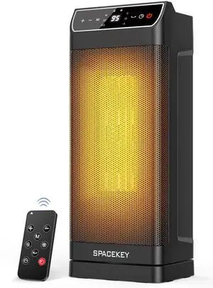 Space Heater, Electric Heaters for Indoor Use with Thermostat, Remote, 1-12H Timer, 70°Oscillation and Overheat Protection, 1500W PTC Ceramic Fast Safety Heat, Portable Heater for Office (Black)