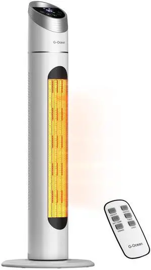 Space Heater for Indoor Use, 34" Space Heater for Large Room, 1500W Tower Heater with Remote, Adjustable Thermostat, 12H Timer, 70° Oscillation, Overheat & Tip-Over Protection, White Space Heater for Indoor Use, 34" Space Heater for Large Room, 1500W Tower Heater with Remote, Adjustable Thermostat, 12H Timer, 70° Oscillation, Overheat & Tip-Over Protection, White