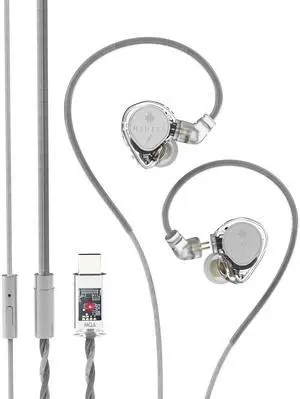 ST2 Pro USB-C Earbuds Wired, Dual Magnetic Circuit 10mm Dynamique Drivers in Ear Monitor, ESS ES9218AC Pro DAC Chip, HD Mic, in-Line Control, Tpye-C Headphones DSP, OFC Cable, Tranparent