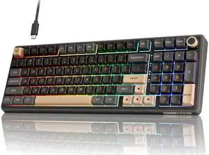 R98 Pro Wired Mechanical Keyboard, 96% Creamy Gaming Keyboard RGB Backlit with Number Pad and Volume Knob, Gasket Mount, MDA Profile PBT Keycaps, Hot Swappable Pre-lubed Linear Switch