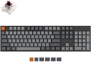 K10 Full Size 104 Keys Bluetooth Wireless Mechanical Gaming Keyboard for Mac Windows K Pro Brown Switch, Multitasking/White LED Backlight/USB C Wired Computer Keyboard