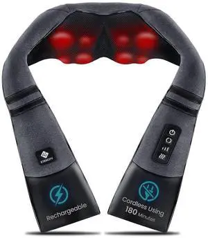 FSA Eligible Cordless Neck Massager with Heat for Pain Relief Deep Tissue, FSA Wearables, Rechargeable Shiatsu Back Shoulder Massage Tool, Best Gift for Mother, Father, HSA Items