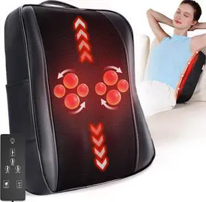 Back Massager with Heat, Shiatsu 4D Kneading Rolling Up and Down Back Massage for Pain Relief Deep Tissue, Track-Guided Lower Back Massager for Lumbar, Shoulder, Gifts for Women Men Mom Dad