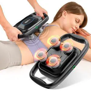 A1 4-Head Massage Gun Deep Tissue, FSA Eligible/HSA Eligible, 4X Pain Relief Efficiency, Replaceable Massager Heads & Plate, Electric Percussion Massage Gun Tool for Back, Leg, Muscle