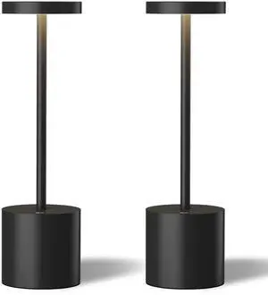 LED Cordless Table Lamps Set of 2,Portable Rechargeable 5000mAh Outdoor Table Lamp,3 Color Stepless Dimming Battery Powered Lamp, Table Light for Dinner/Patio/Restaurant/Bedroom.(Black)