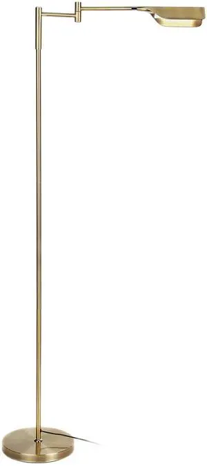 Leaf Pharmacy LED Reading Lamp, Dimmable Floor Lamp with Easy Rotation over Chair or Desk for Living Rooms & Offices, Adjustable Standing Tall Lamp, For Sewing & Crafts, Antique Brass (Gold)