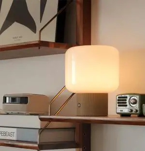 Halo Mushroom Lamp, 5W Cute Cordless Rechargeable Table Lamp with Glass Shade, 3 Color Temps LED Dimmable Ambient Lighting, Small Retro Touch Bedside Light for Bedroom Decor, Mustard Yellow