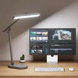 Desk Lamp for Home Office, H4 Sunturalux Eye-Caring LED Desk Light, 700LM Dimmable Desk Lamp with Timer, Adjustable Desk Reading Light, Touch Auto Dimming Table Lamp for Study, Bedroom