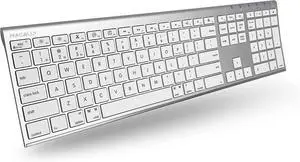 Wireless Bluetooth Keyboard for Mac - Compatible Apple Keyboard or MacBook Pro/Air, iMac - Multi-Device, Up to 3 Devices with 110 Keys, 20 Shortcuts, Numeric Keypad, and Rechargeable - Silver