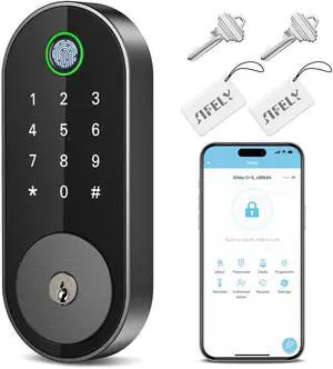Keyless Entry Fingerprint Deadbolt Smart Lock: Digital Front Door Keypad with App Control, Electronic/Electric Deadbolt with Fingerprint & Code Access, Auto Locking, Easy to Install (Black) Keyless Entry Fingerprint Deadbolt Smart Lock: Digital Front Door Keypad with App Control, Electronic/Electric Deadbolt with Fingerprint & Code Access, Auto Locking, Easy to Install (Black)