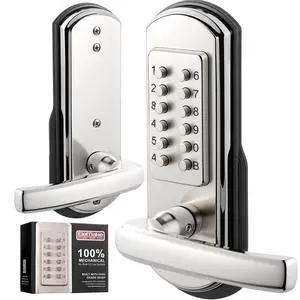 Keypad Door Lock, Keyless Entry Door Lock Mechanical Lock with Keypad, Combination Code Locks with Handle, Right Handed Door Lever, Stainless Steel 304 - NOT a Deadbolt
