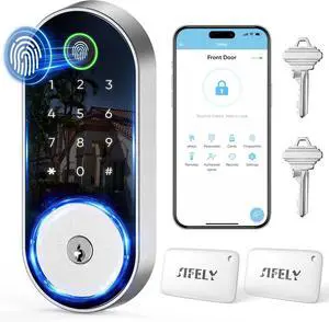 Keyless-Entry Door-Lock Deadbolt Smart Lock: Electronic/Electric Digital Deadbolt with Keypad, Fingerprint & Code Access, Biometric App Control for Front, Entry & Exterior Doors (Nickel) Keyless-Entry Door-Lock Deadbolt Smart Lock: Electronic/Electric Digital Deadbolt with Keypad, Fingerprint & Code Access, Biometric App Control for Front, Entry & Exterior Doors (Nickel)